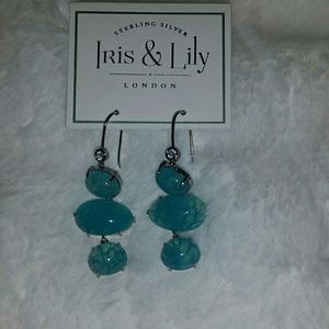 Aqua blue Drop sterling silver stone earrings